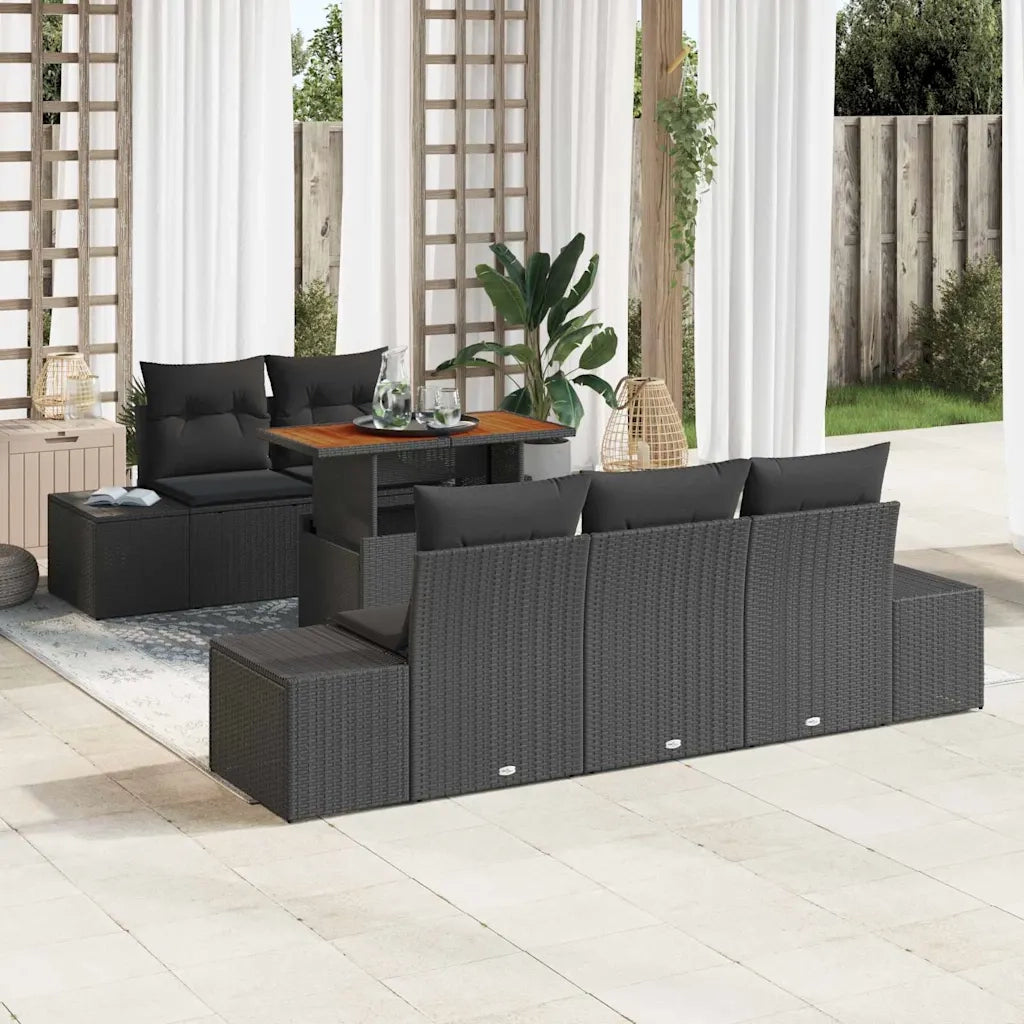 Set Divano da Giardino con archiviazione 6 pcs Nero Poly Rattan 3358641