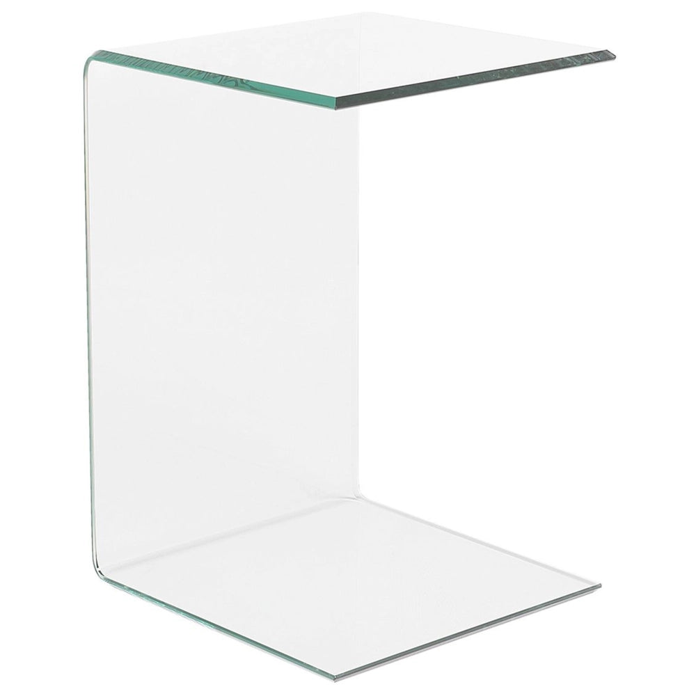 Tavolino laterale in vetro trasparente 40 x 40 cm a sbalzo in stile minimalista soggiorno cucina