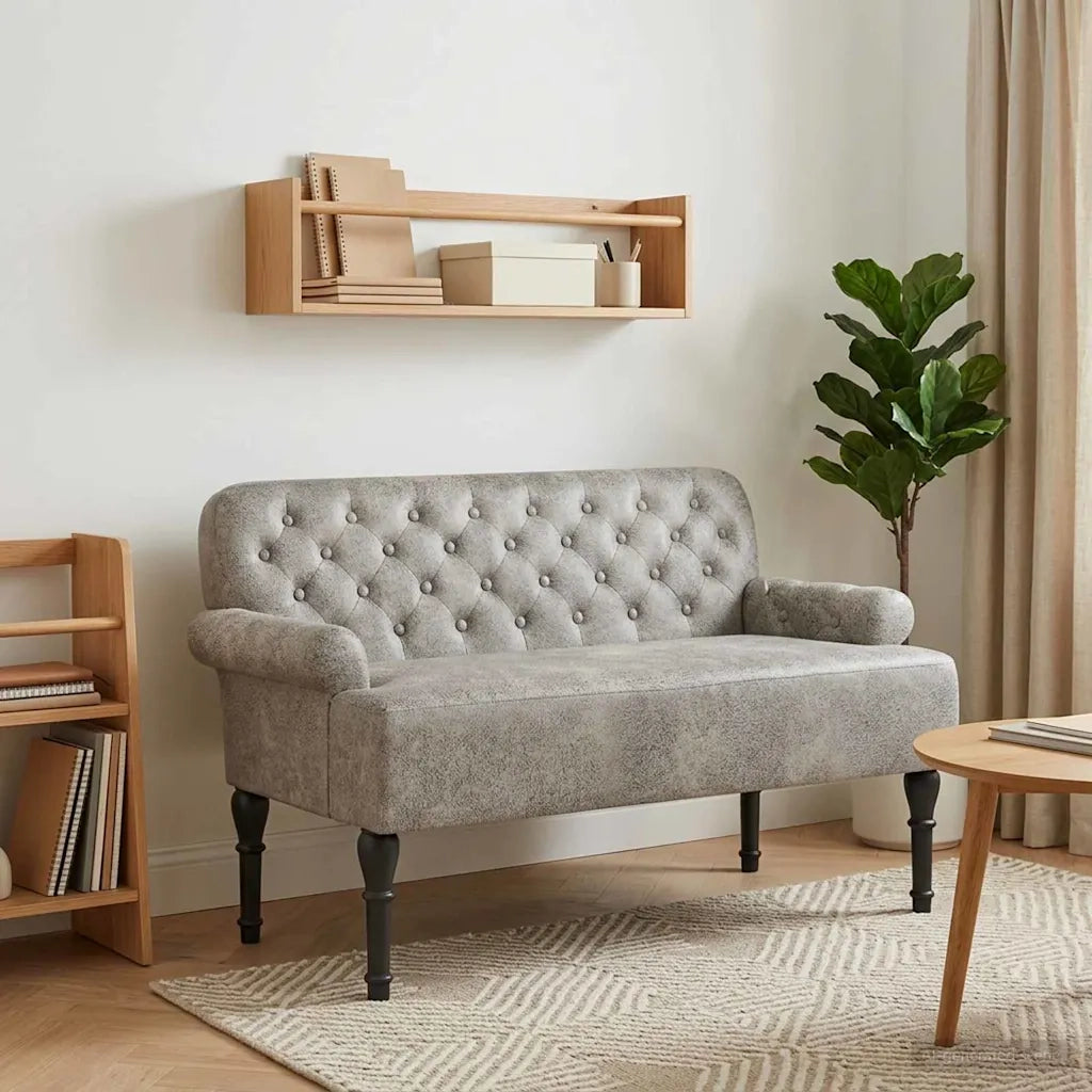 Loveseat con bottoni imbottiti Grigio Chiaro 120 x 65 x 78 cm 42041840
