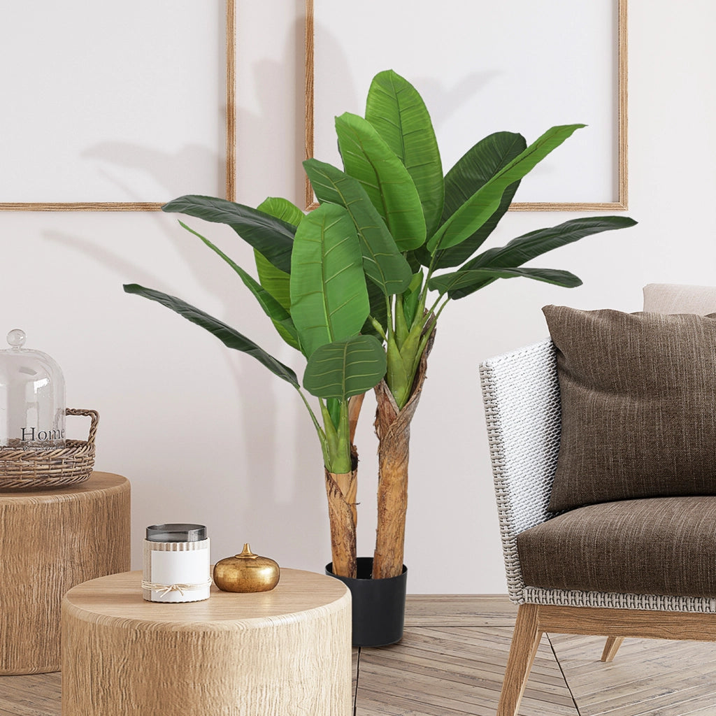 Pianta artificiale banano 120 cm ¨C zephmum ¨C verde vaso decorazione