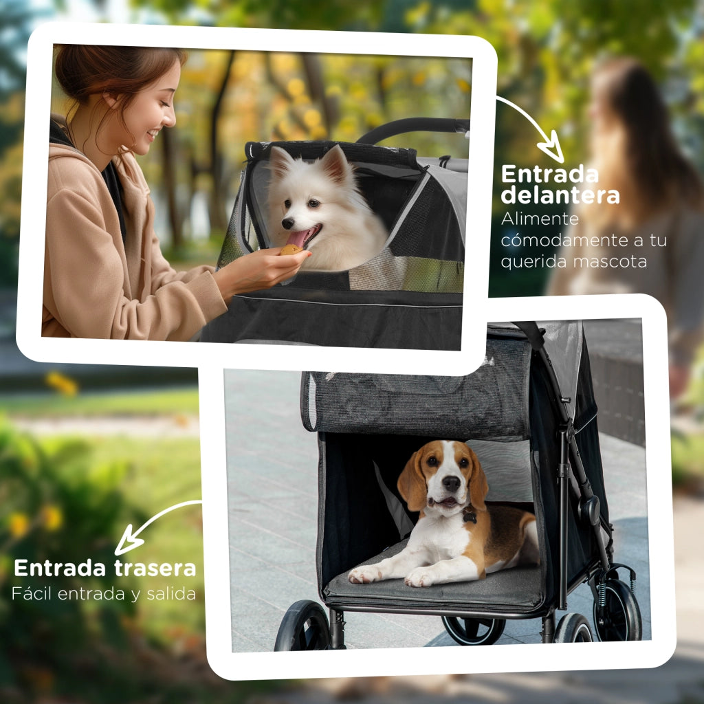 Carrello Trasportino per Cani Pieghevole ¨C Minimal ¨C Grigio e Nero 112x65x100 cm