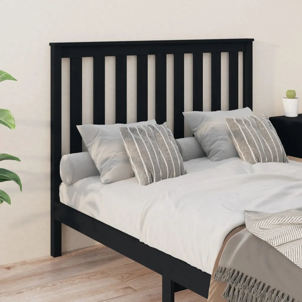 Testiera per Letto Nera 146x6x101 cm in Legno Massello di Pino 818524