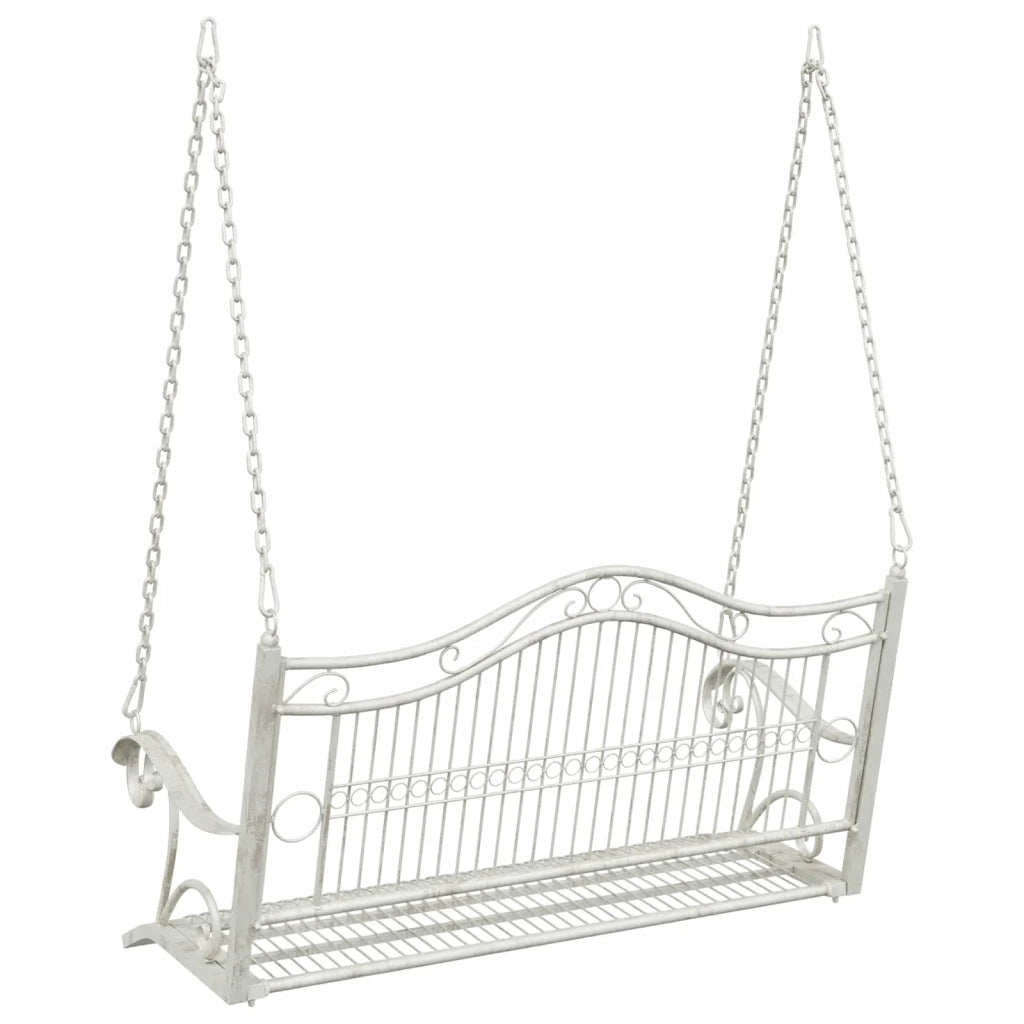 Panchina a Dondolo Acciaio 115 x 61 x 63 cm Bianco Antico 42038692