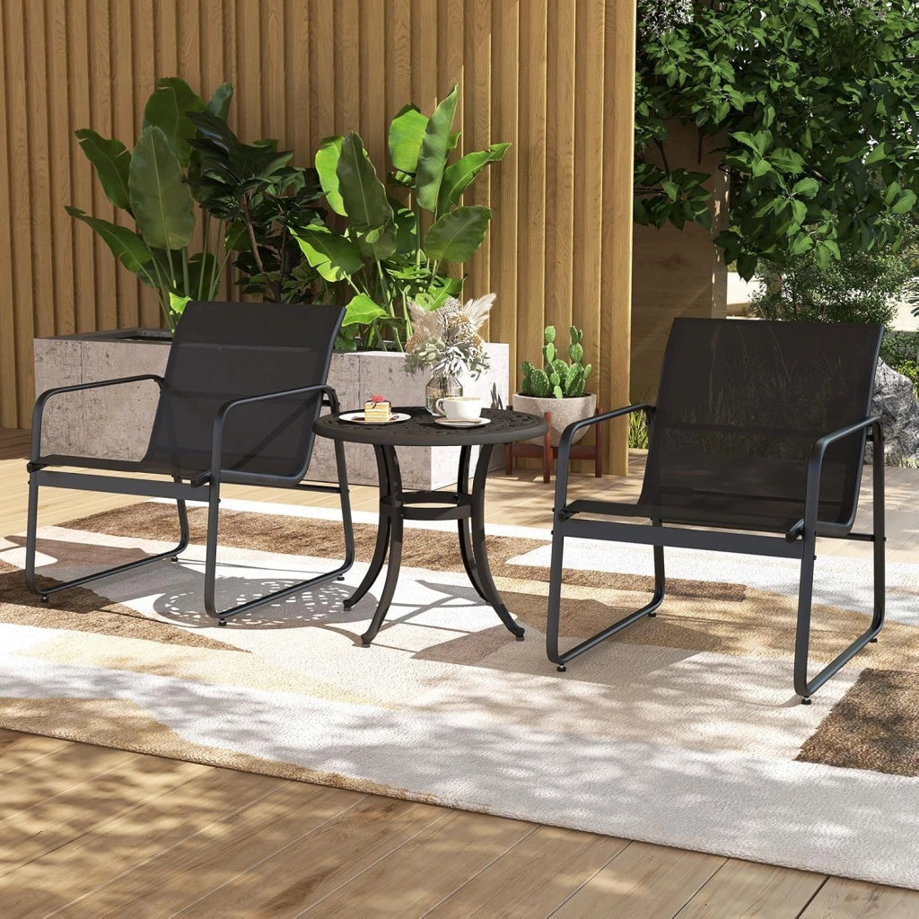 Tavolo da Giardino Rotondo in Alluminio Pressofuso, Resistente alle Intemperie, con Piedini Regolabili, 60x60x53 cm, Colore Bronzo