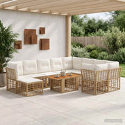 Set Divano da Giardino 11 pz Naturale e Bianco Crema polyrattan 3437938