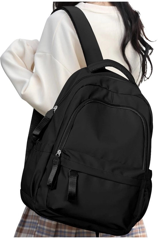 Borsa da Spalla per Donna Borsa da Scuola per Ragazze Ragazzi Borsa da Ufficio Borsa da Viaggio Leggera per Laptop 14 Pollici Impermeabile, Nero