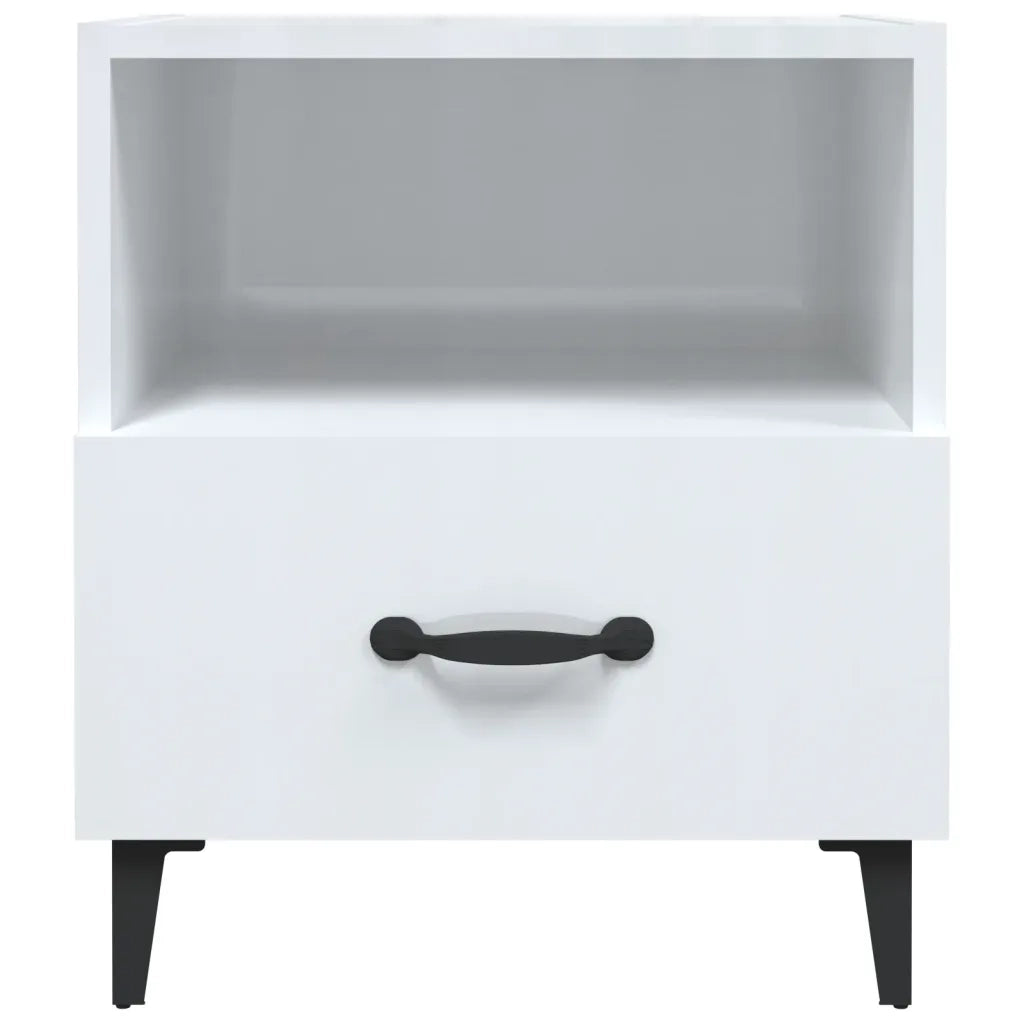 Comodini 2 pz Bianco Lucido in Legno Multistrato cod mxl 30452