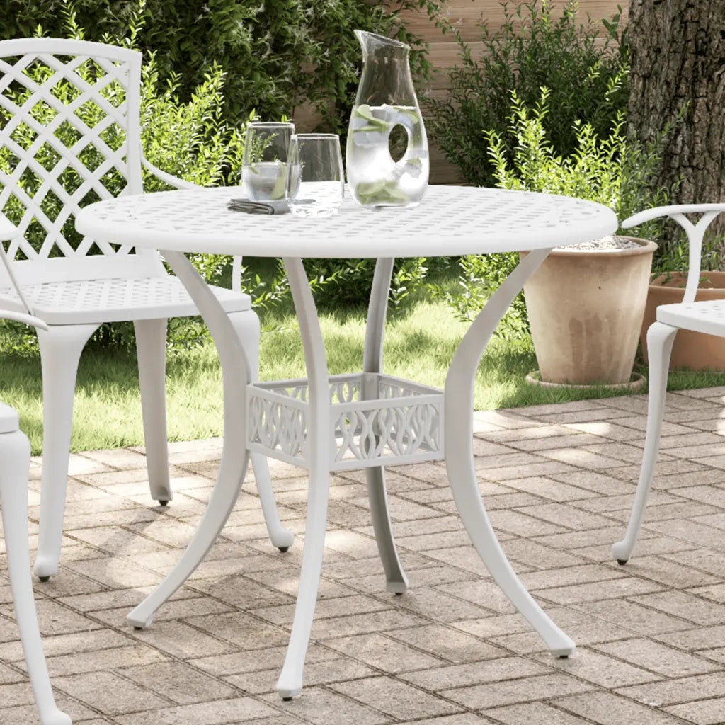 Tavolo da Giardino Bianco Ã˜90x75 cm in Alluminio Pressofuso