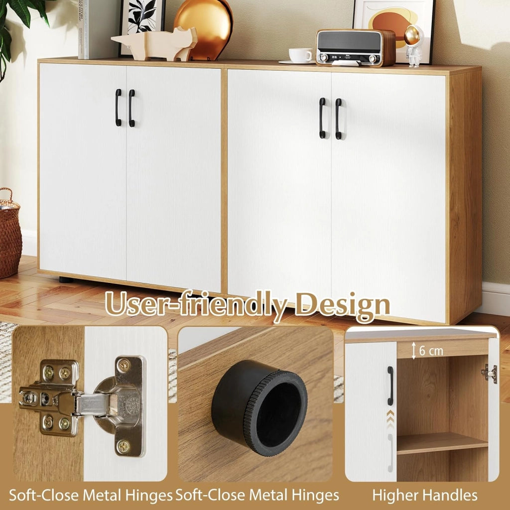 Credenza Cucina con 2 Ante, Mobile Buffet con Ripiano Regolabile, Armadio Dispensa in Legno Antiribaltamento, per Sala da Pranzo, Soggiorno, Ingresso, 80 x 31,5 x 82 cm (Naturale)