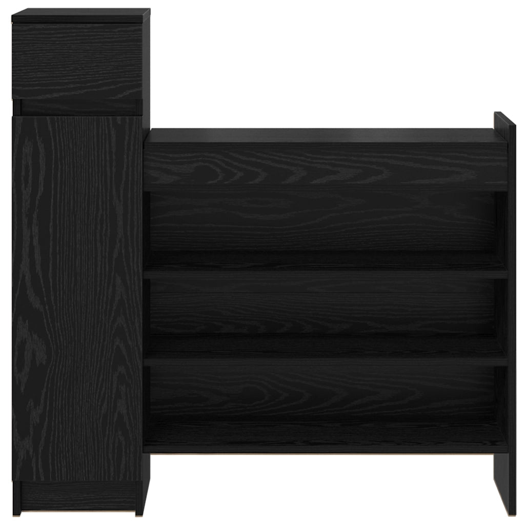 Mobile per scarpe Rovere Nero 100.5x28x100 cm Legno ingegnerizzato