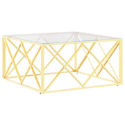 Tavolino da salotto | Tavolino da caff¨¨ | Tavolino da Soggiorno 80x80x40 cm in Acciaio Inox e Vetro