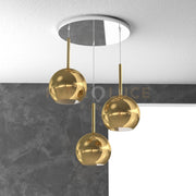SOSP. CROMO TONDA 3 LUCI VETRI TUTTI MEDIO ORO 1155CR-S3 TM-OR