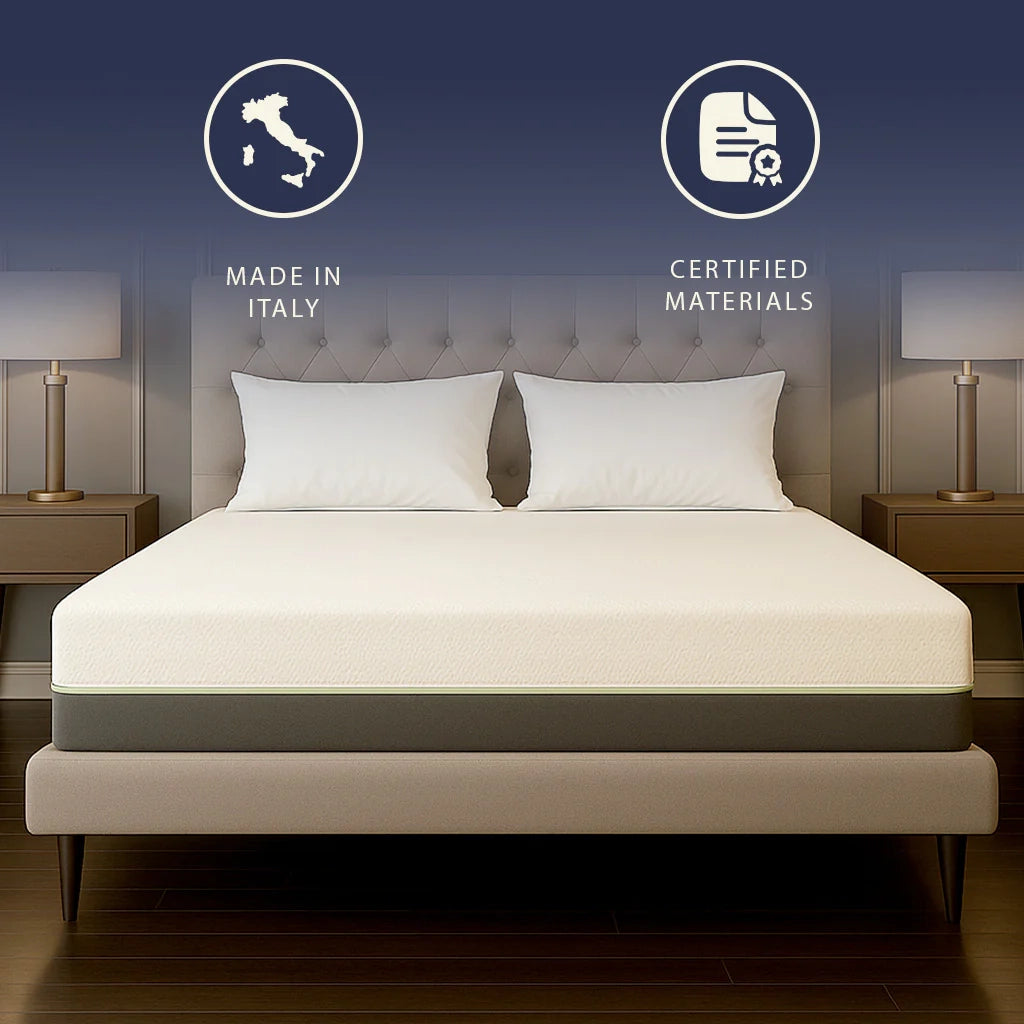 Materasso 140x200 Molle e Memory Foam Alto 25 cm | Anallergico, Traspirante, Sfoderabile | Prodotto in Italia