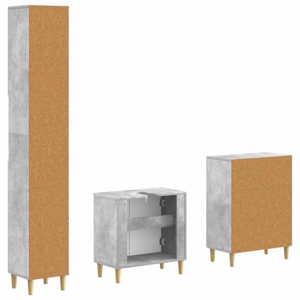Set di armadietti da bagno in 3 pezzi ARNHEM Grigio Cemento 3417444