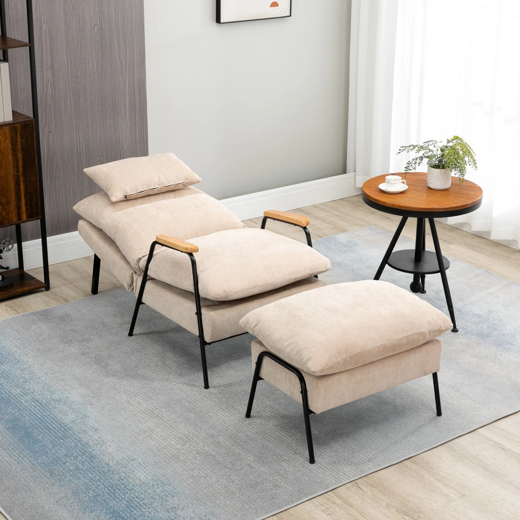 Poltrona Relax con Poggiapiedi ¨C zephmum ¨C 68x91,5x88 cm, Beige