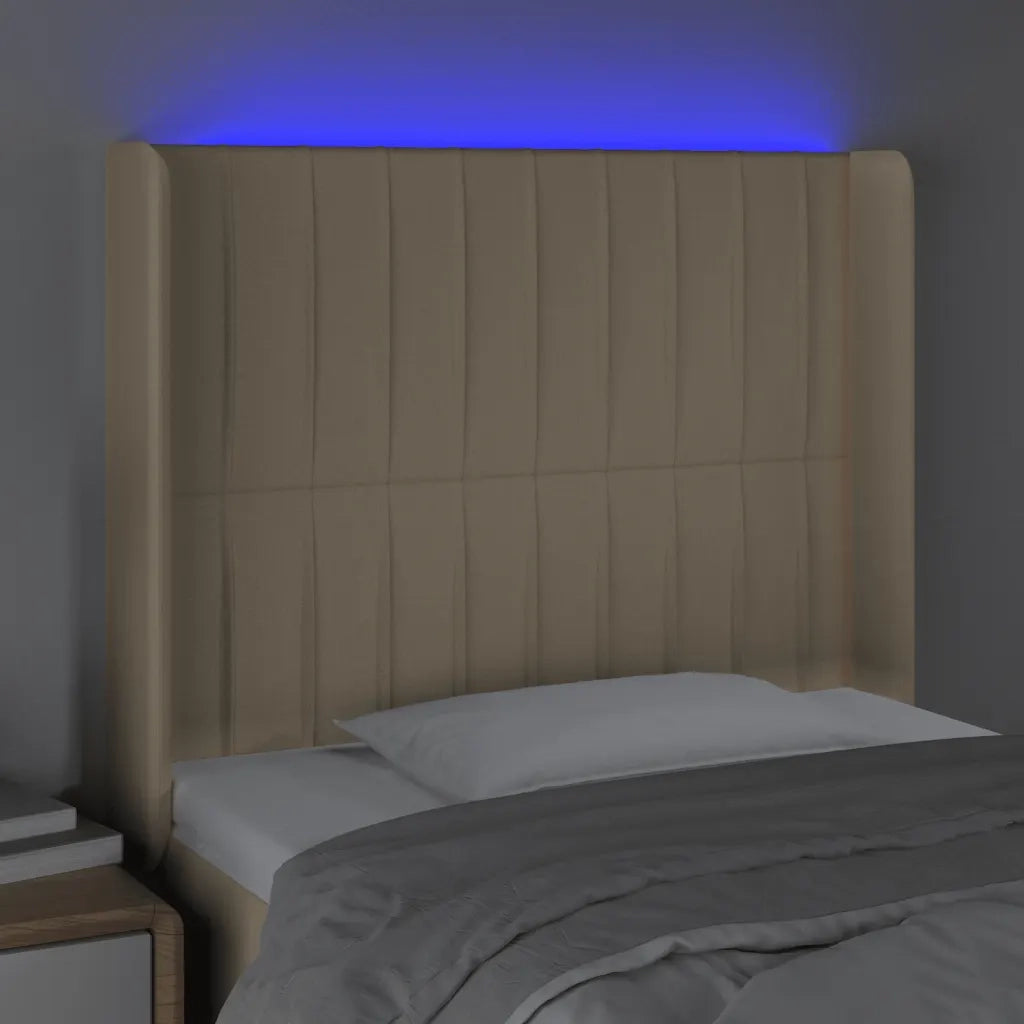 Testiera a LED crema 93x16x118/128 cm in Tessuto 3124273