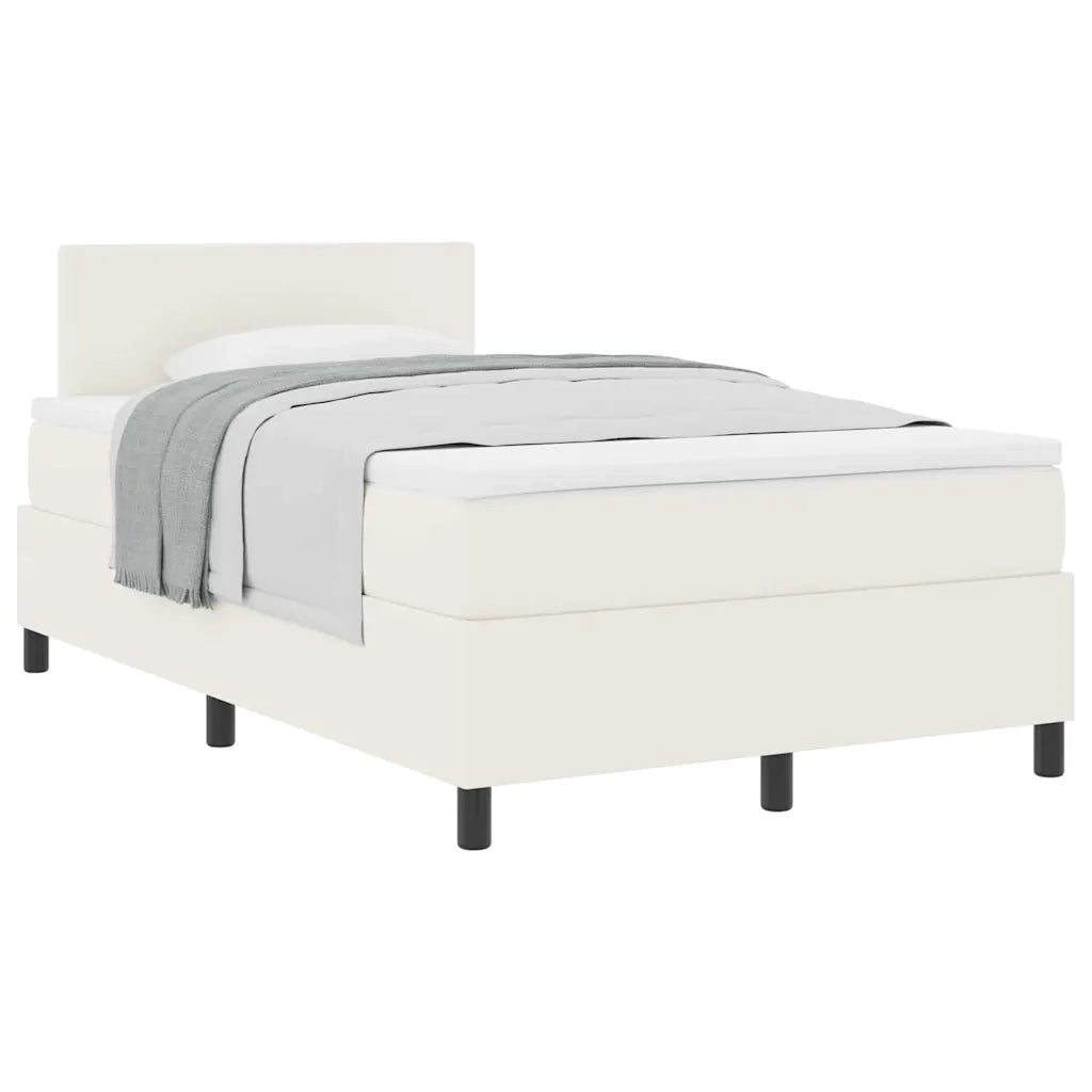 Letto a molle Crema e Bianco 120 x 200 cm Tessuto in Cords 3337509