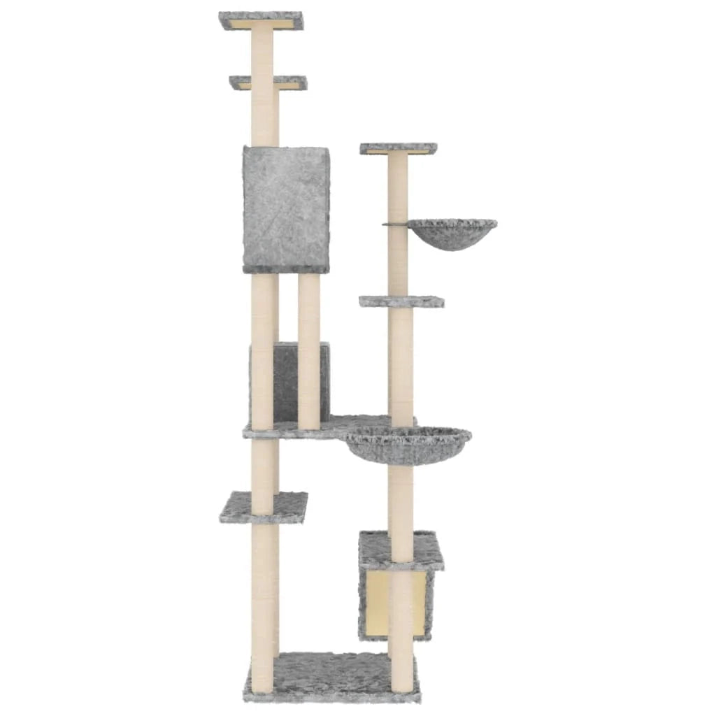 Tiragraffi per gatti torre per arrampicata giocattolo piattaforma per arrampicata con tiragraffi in sisal leggero 191 cm grigio 02_0022600