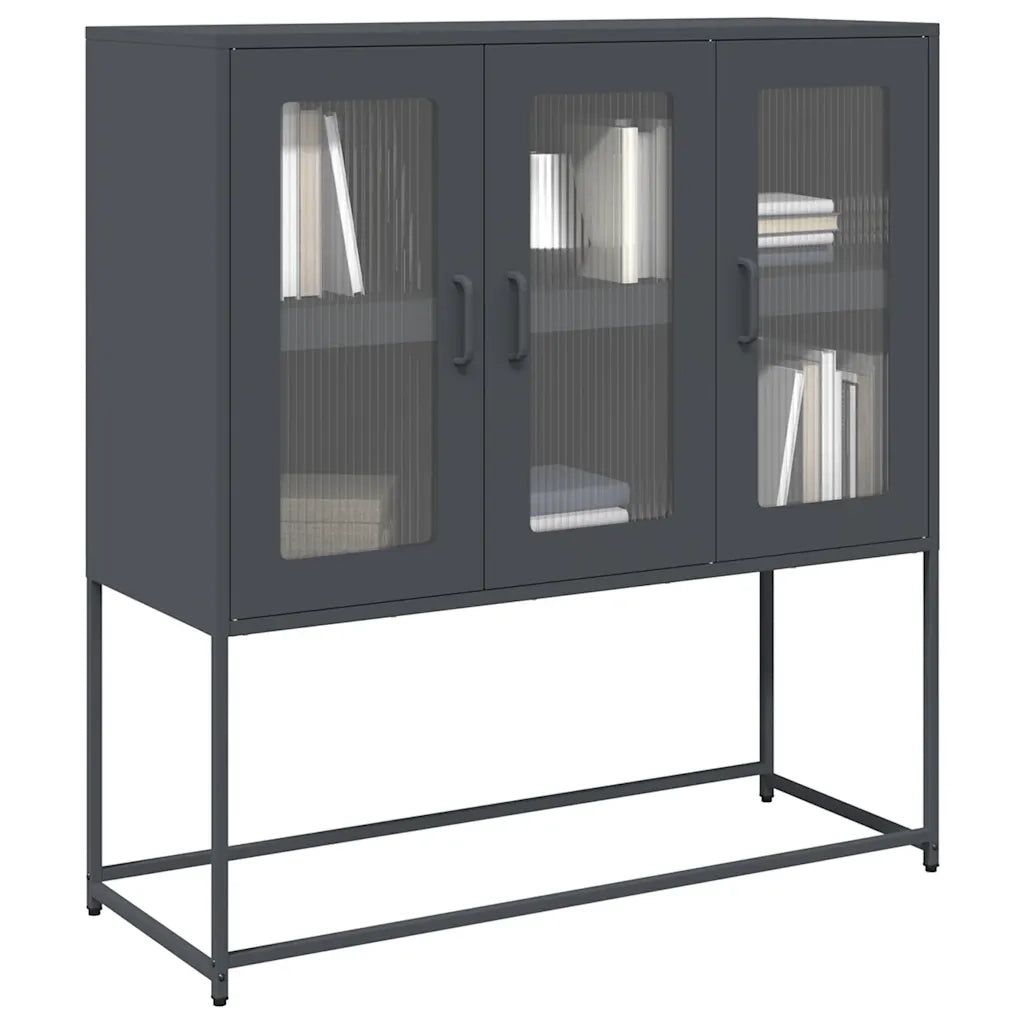 Credenza Antracite 100,5x39x107 cm in Acciaio Laminato a Freddo 853406