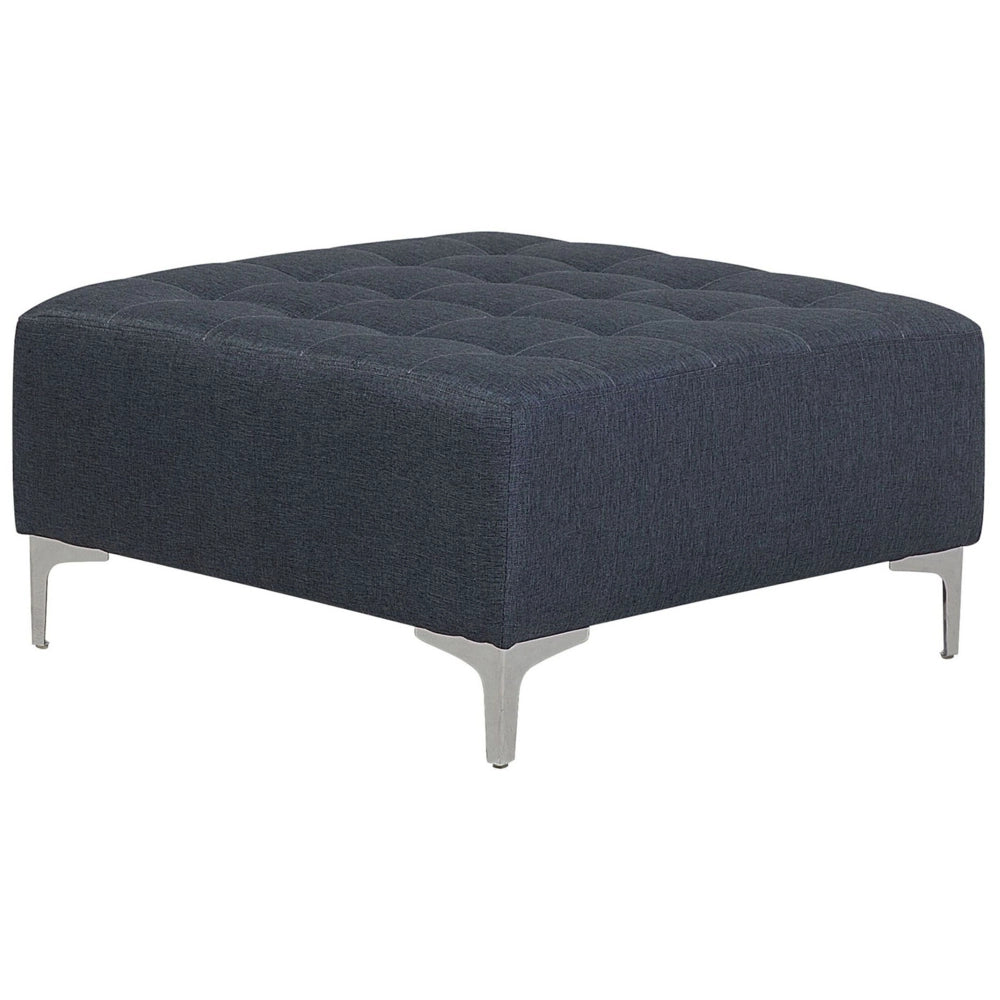 Pouf ottomana grigio tessuto trapuntato moderno soggiorno quadrato poggiapiedi gambe argento