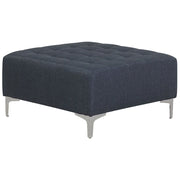 Pouf ottomana grigio tessuto trapuntato moderno soggiorno quadrato poggiapiedi gambe argento