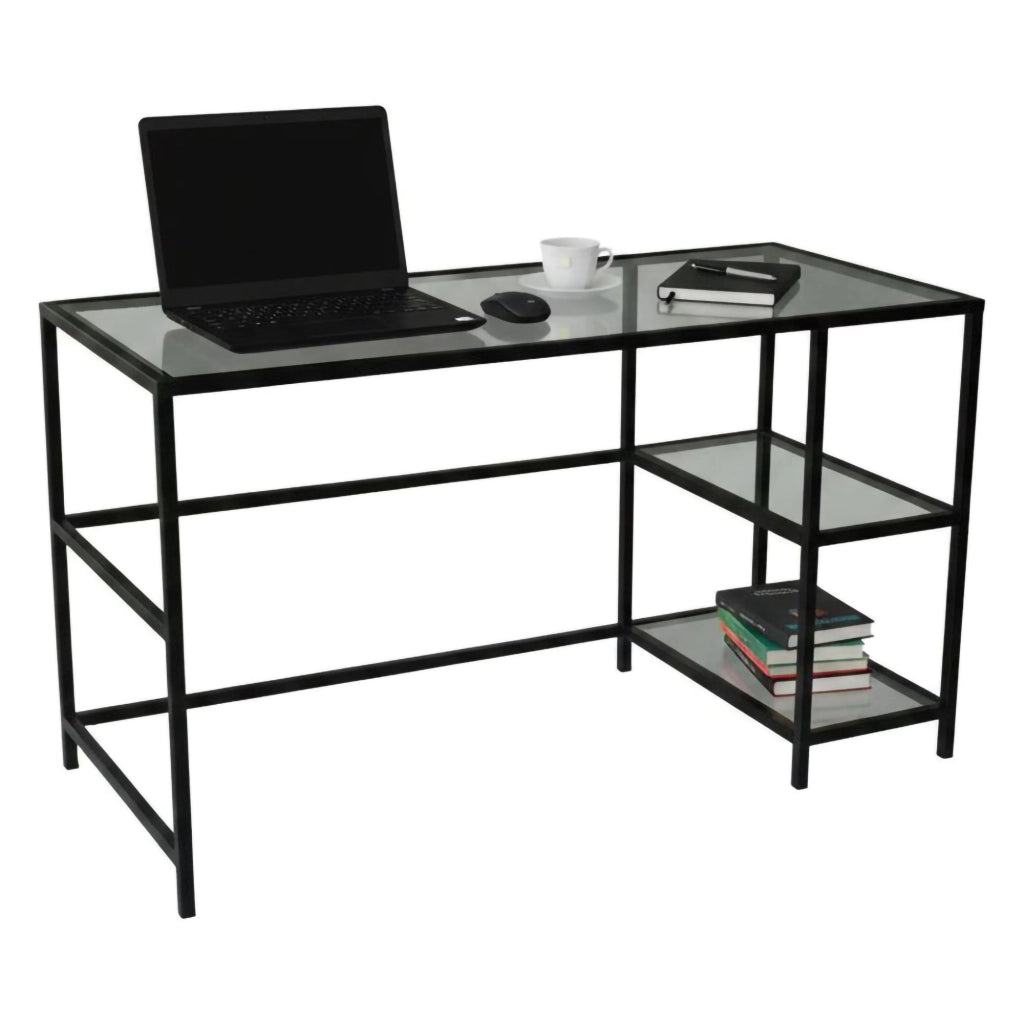 Scrivania Ameglia, Scrittoio multiuso, Tavolo per ufficio porta PC, Piano di lavoro, 130x60h75 cm, Nero
