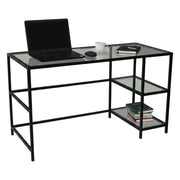 Scrivania Ameglia, Scrittoio multiuso, Tavolo per ufficio porta PC, Piano di lavoro, 130x60h75 cm, Nero