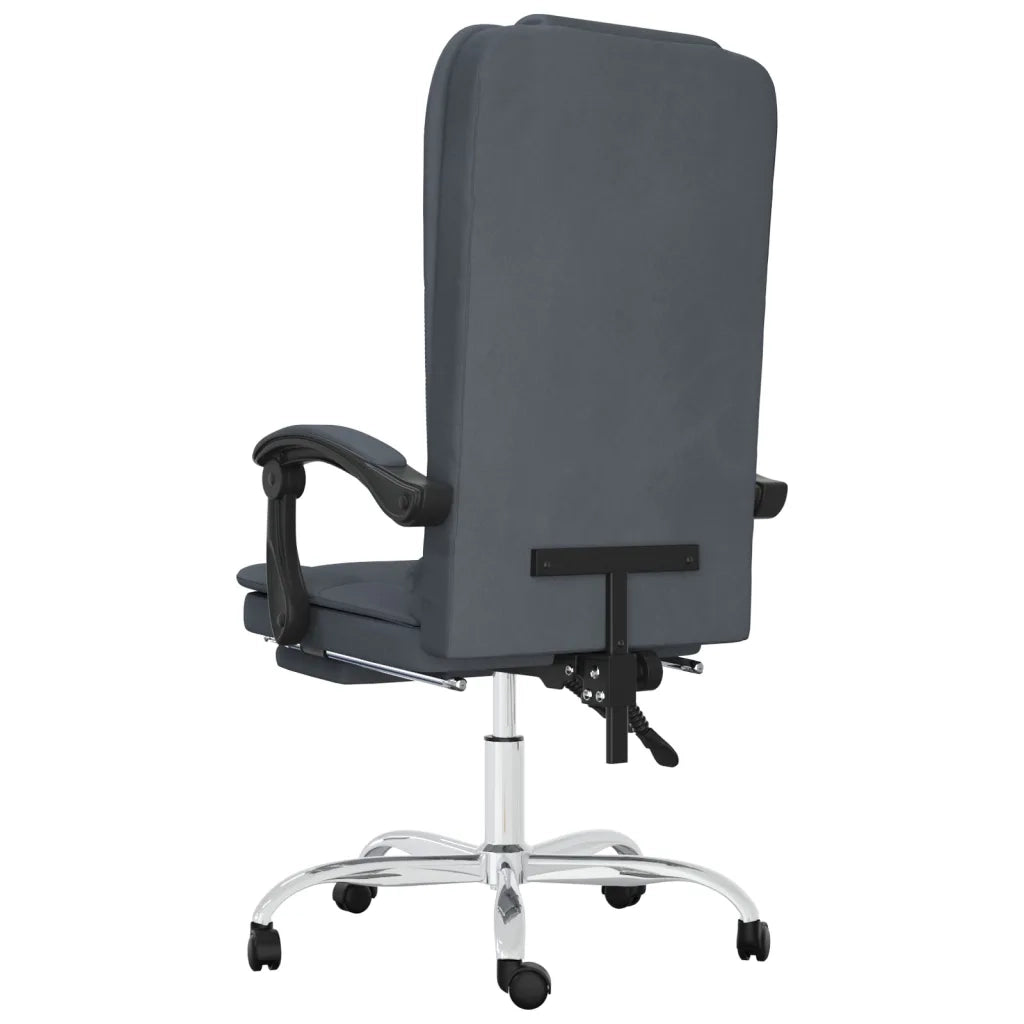 Sedia da Ufficio Massaggio Reclinabile Grigio Scuro in Velluto 349663