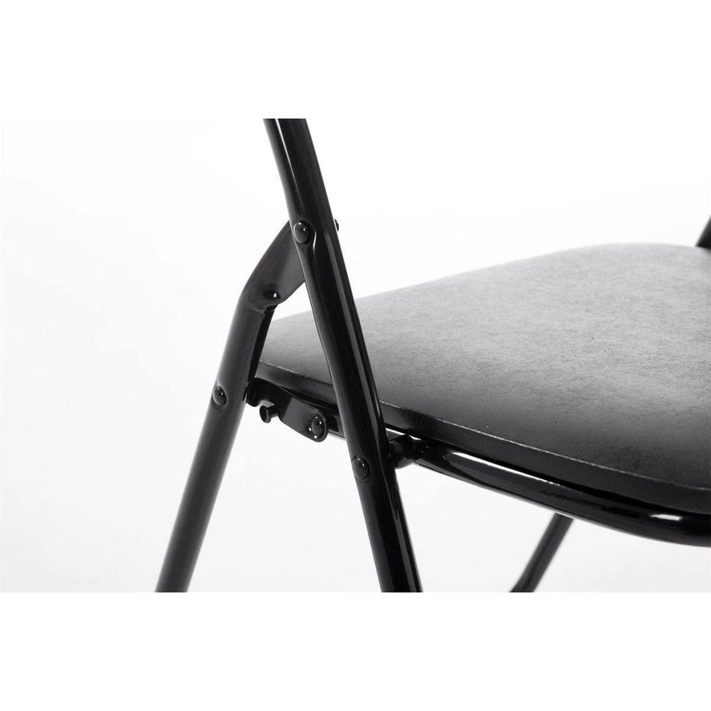 Set da 6 Sedia Pieghevole Slim Opaca in Metallo Sedie Salvaspazio per Ufficio Casa Campeggio Salotto Cucina In Ecopelle con Comoda Seduta Imbottita 78 x 44 x 44 cm (Nero)