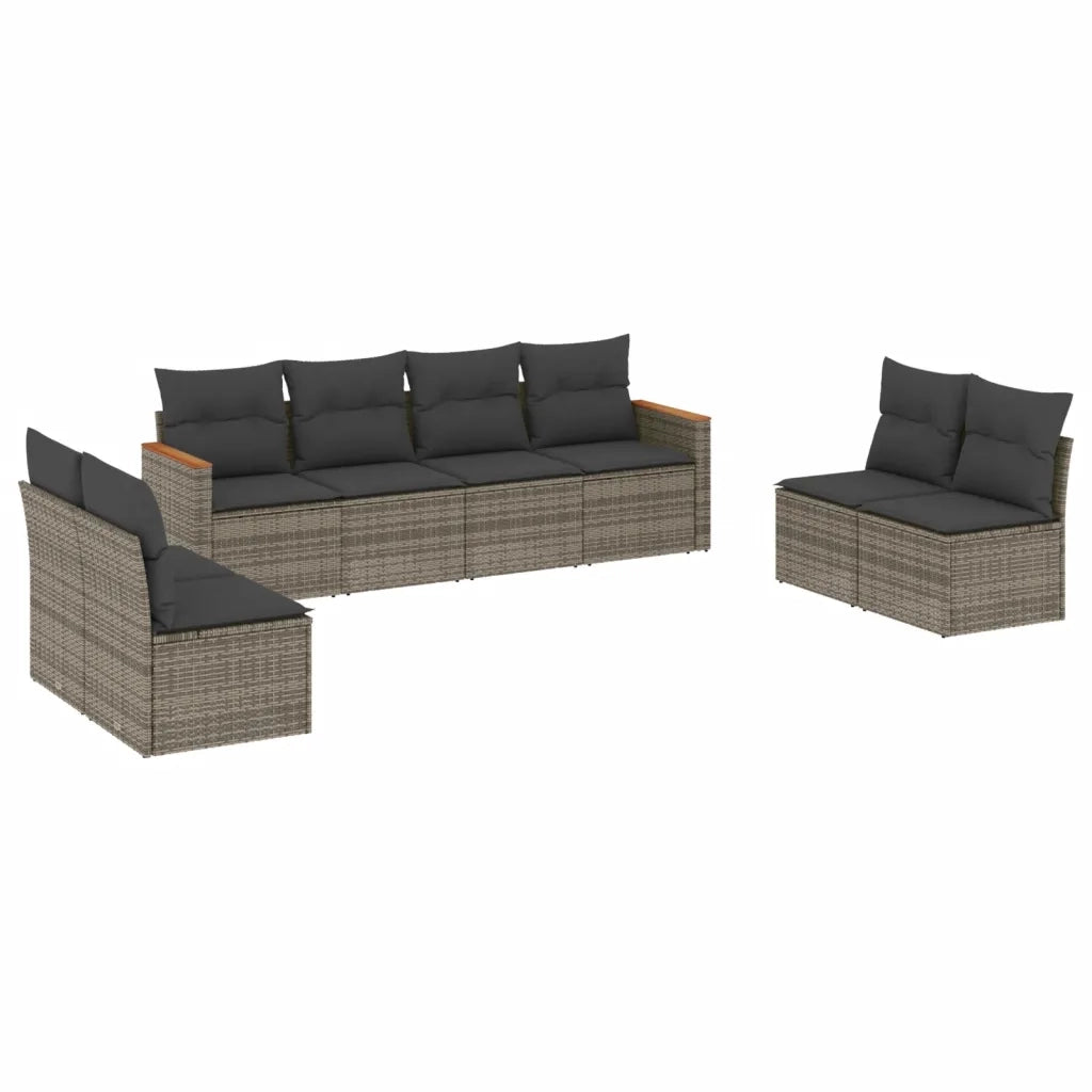 Set Divano da Giardino 8 pz con Cuscini Grigio in Polyrattancod mxl 89054