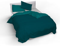 Copripiumino con Sacco e Federe Doubleface Verde Petrolio/Verde Bottiglia Singolo