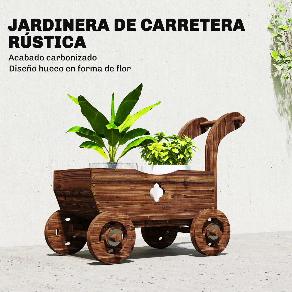 Fioriera Rialzata Giardino in Legno con Ruote ¨C zephmum ¨C 68x38x52 cm