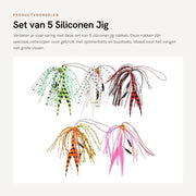 Set di attrezzi di silicone per la pesca - 5 pezzi - Spinnerbait/Rok sostituzione - Anello di alta resistenza in acciaio - Colorato - Materiale di silicone duraturo - Codice prodotto: Visrok