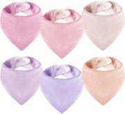 Set di 6 Sciarpe Muslin per Bambini, Driehoek, Super Assorbenti, Cotonate, Halsdoek per Bambini, Set per Bambini da 0 a 3 anni, 6 pezzi (Rosso e Blu)