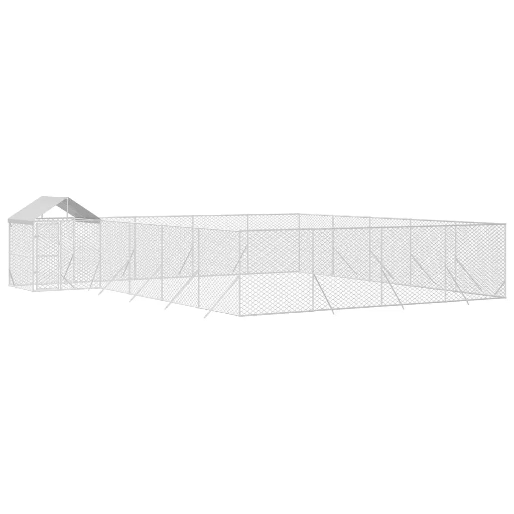 Cuccia Cani da Esterno Tetto Argento 10x8x2,5 m Acciaio Zincatocod mxl 117732