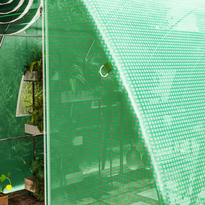 Telo per Serra 4x3x2 m con 8 Finestre Porta Avvolgibile e Bordi Interrati in PE Verde