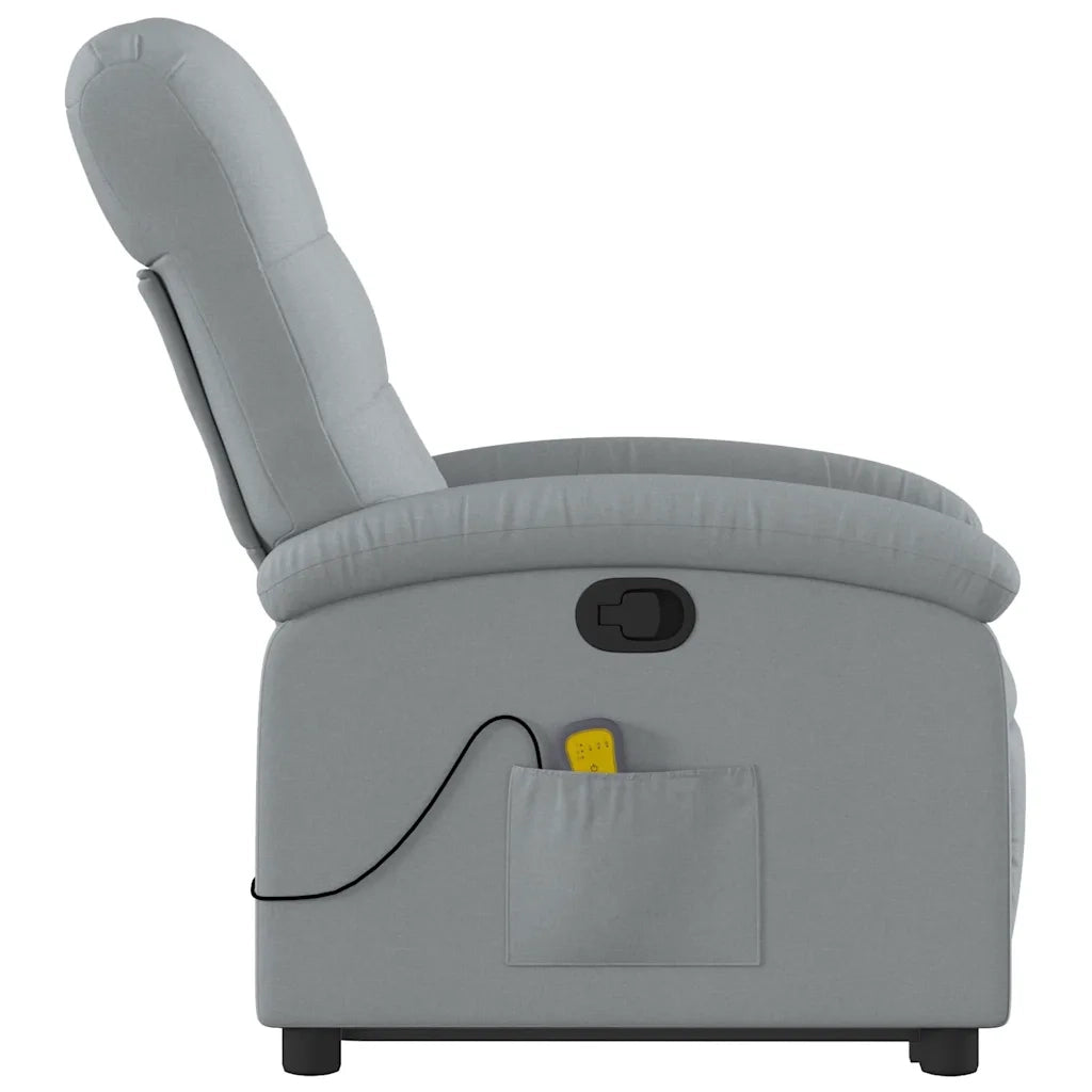 Divano Sedia-Poltrona Alzapersona Massaggi Reclinabile Grigio Chiaro Tessuto 332810