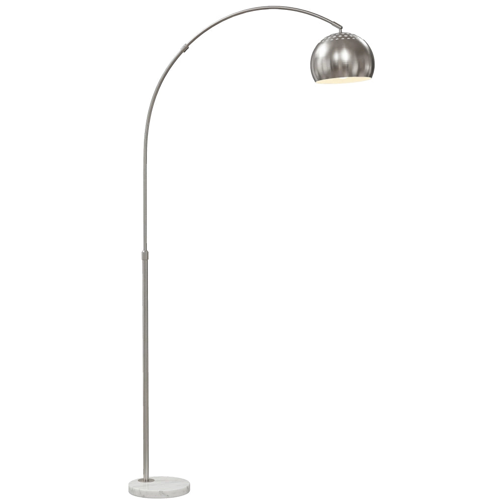 Lampada da terra ad arco con base in marmo 167 cm argento orientabile robusta per casa