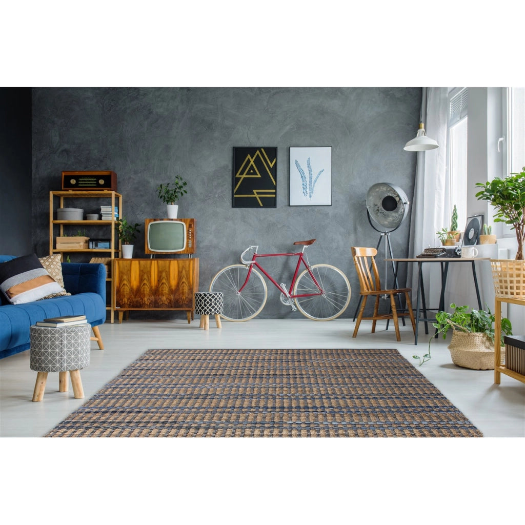 Tappeto Sienna in Juta e Cotone Blu 120x170 cm