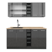 Vicco Cucina completa Antracite lucido/antracite 160 cm , PL Rovere