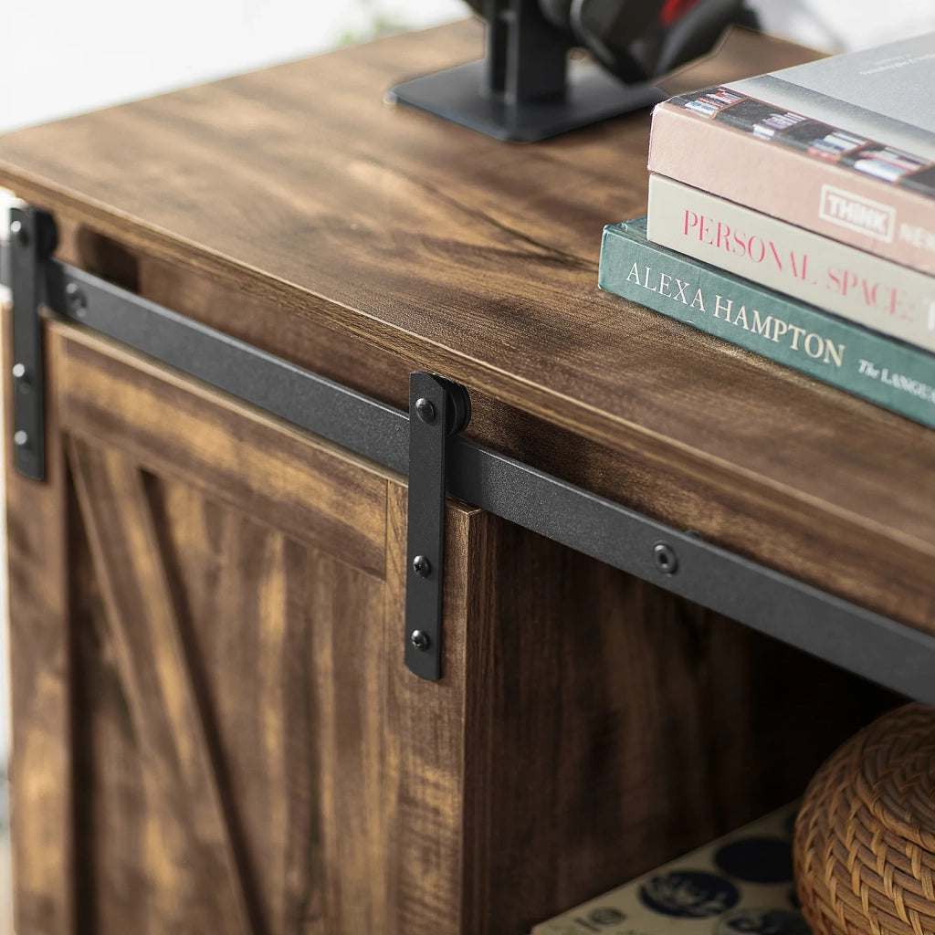 Credenza con ante scorrevoli, Mobile da ingresso, Scarpiera, Armadietto multifunzionale Marrone FSB60-N SoBuy