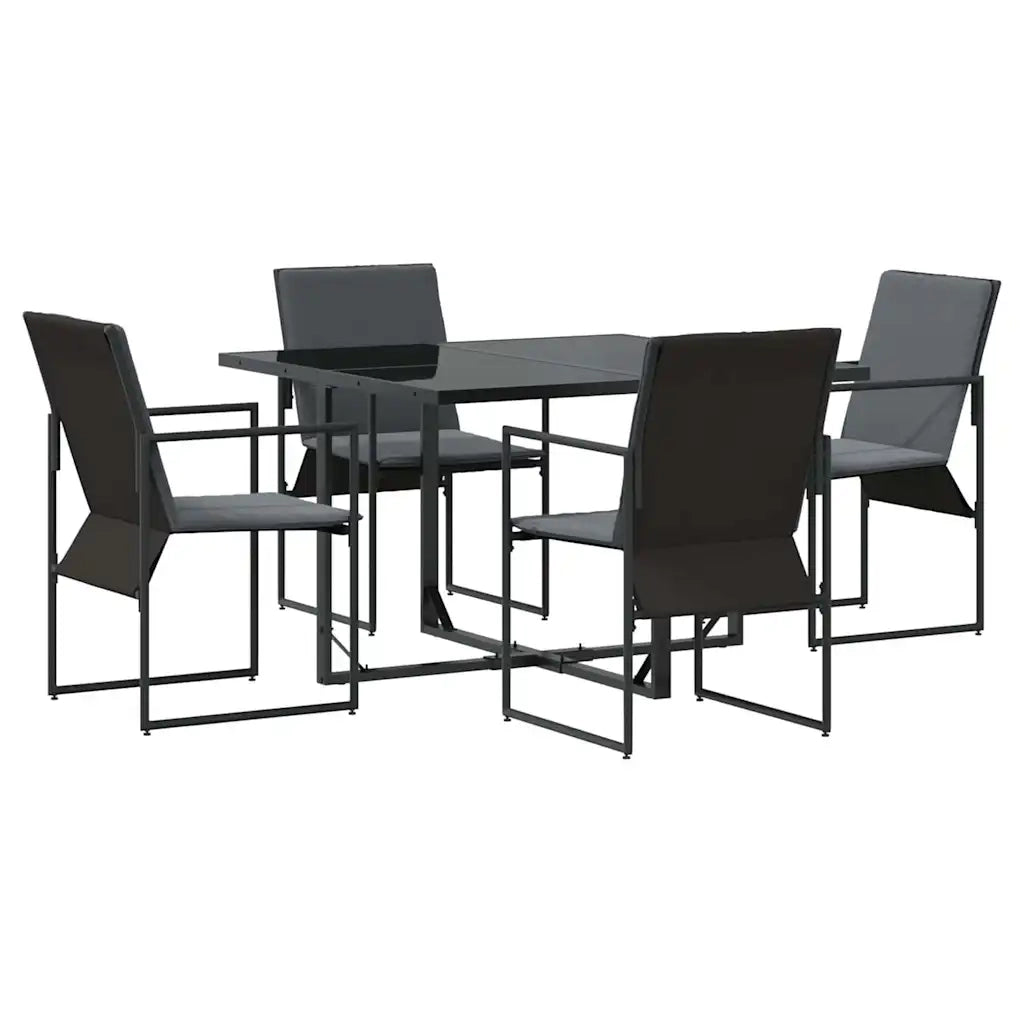 Set da Pranzo per Giardino 5 pz | Set Salotto da Giardino Nero Acciaio