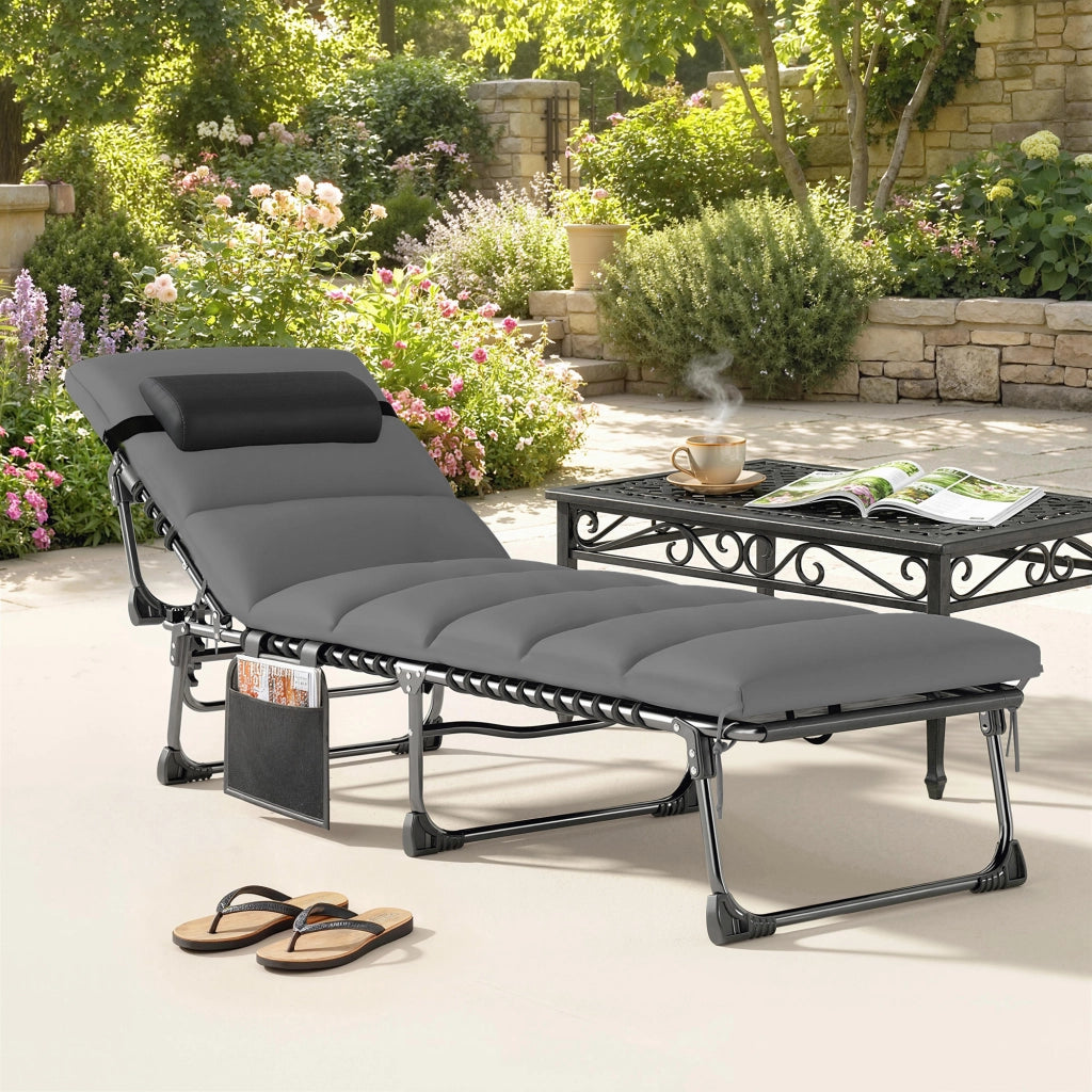 Poltrona da giardino reclinabile ¨C zephmum ¨C grigio scuro 200x57x38