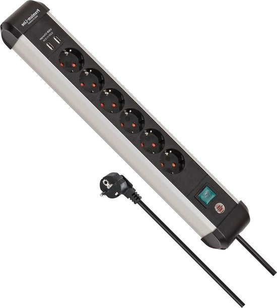Scatola di alimentazione in alluminio premium con 6 uscite USB - cavo di 3 metri - schaltabellone 2 uscite USB 3.1A - Made in Germany Scatola di alimentazione