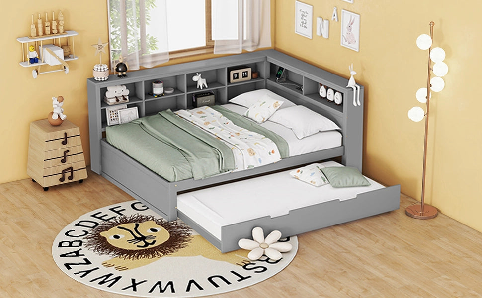 Divano letto funzionale legno grigio 140x200 cm