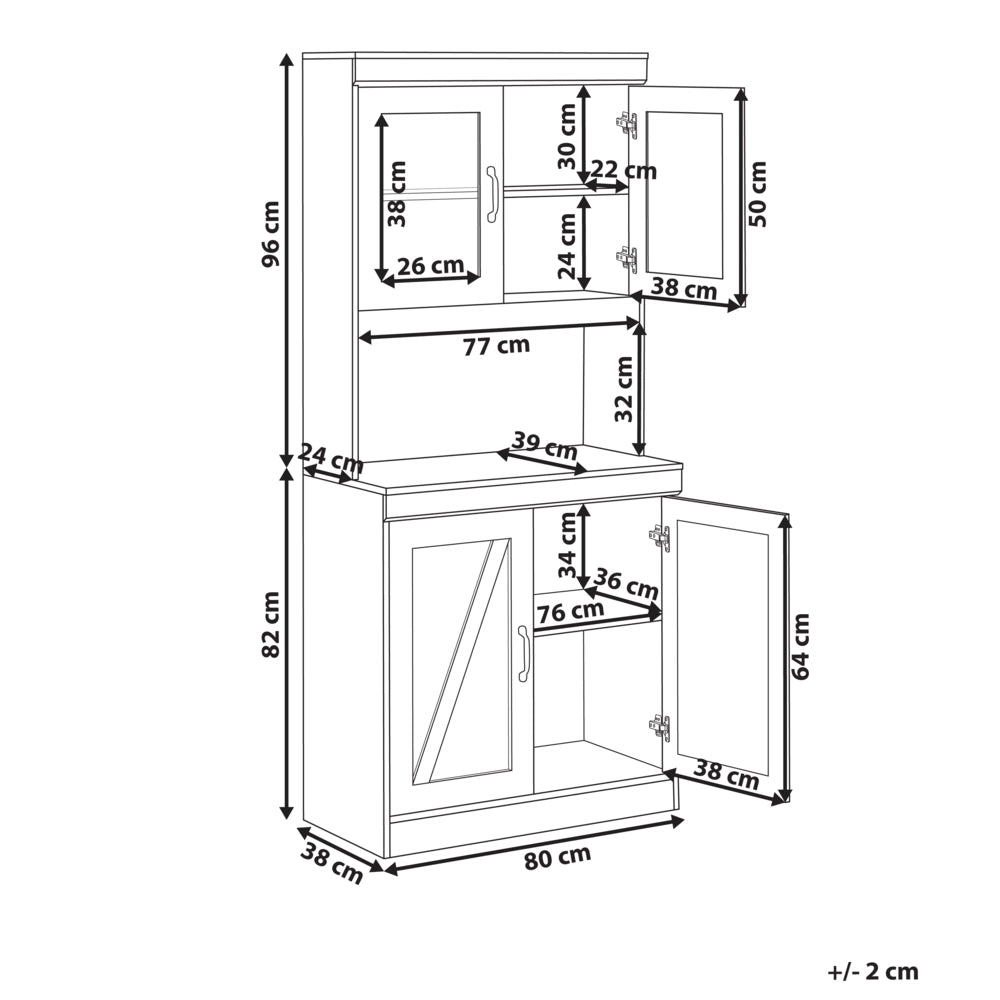 Credenza in truciolato bianco MDF con ripiani e frontale in vetro Sala da pranzo Cucina