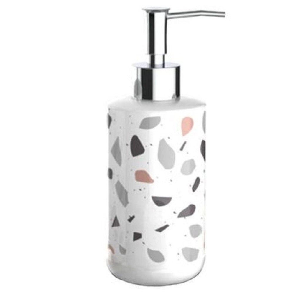 Trade Shop - Dispenser Porta Sapone Liquido Graniglia Bianco Multicolore Arredo Bagno 69834 -