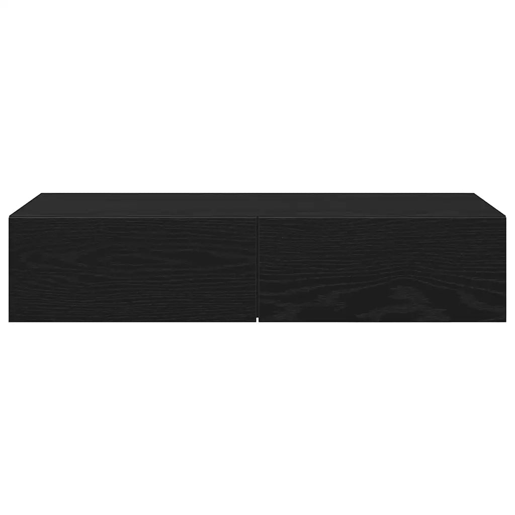 Scaffale a Parete con Cassetti Nero 80x33x17 cm in Truciolato 859978