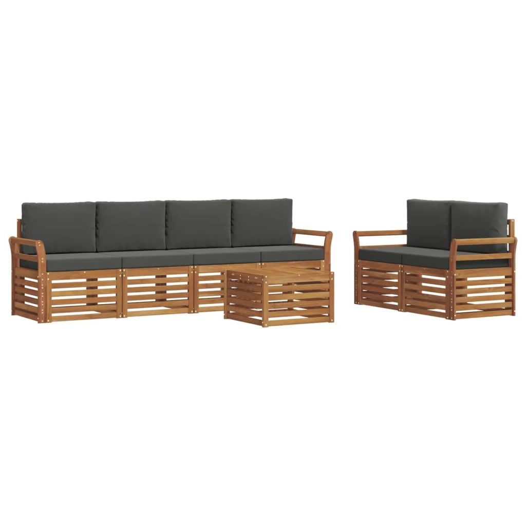 Set di divani da esterno con cuscino 7 pcs Naturale e Antracite 3374412