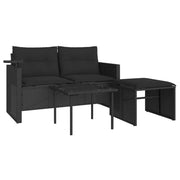 Set Divani da Giardino 3 pz | Set Salotto da Giardino con Cuscini in Polyrattan Nero